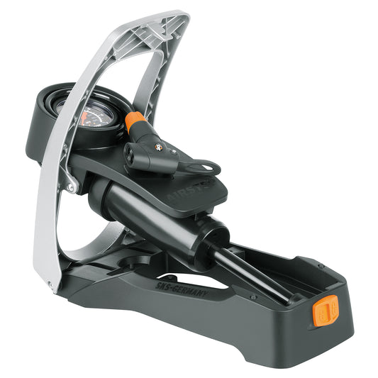 SKS foot pump with integrated spiral hose